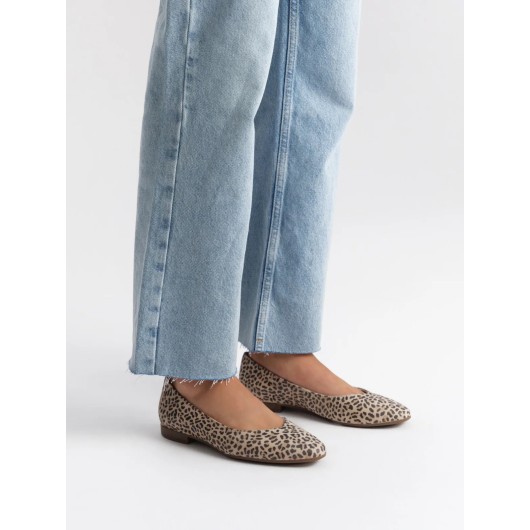 RYŁKO baleriny damskie w zwierzęcy deseń z ozdobną cholewką