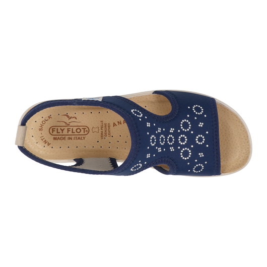 Sandałki Fly Flot granatowe na koturnie z cekinami