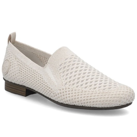 Półbuty Rieker 51969-90 ażurowe z tkaniny bardzo wygodne beżowe