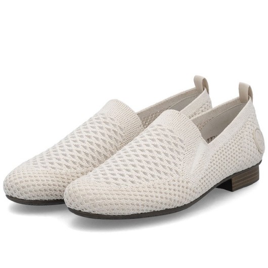 Półbuty Rieker 51969-90 ażurowe z tkaniny bardzo wygodne beżowe