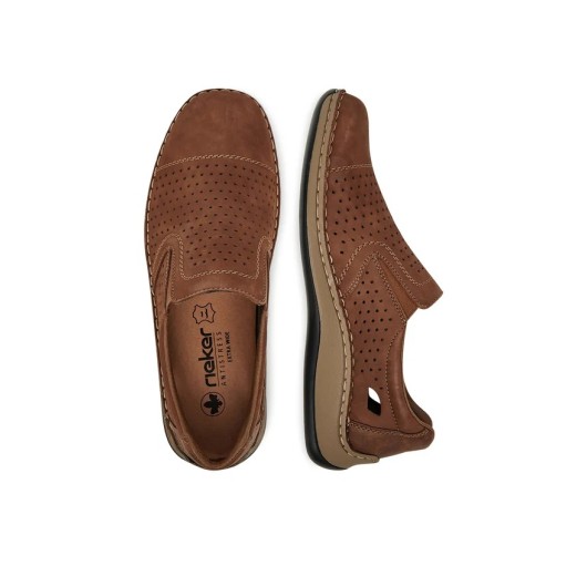 Półbuty męskie Rieker 05286-24 skórzane brązowe