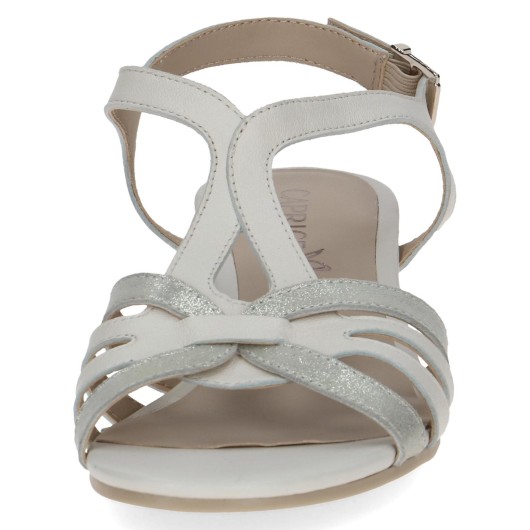 Skórzane sandałki damskie Caprice9-28200-44 beżowo-złote