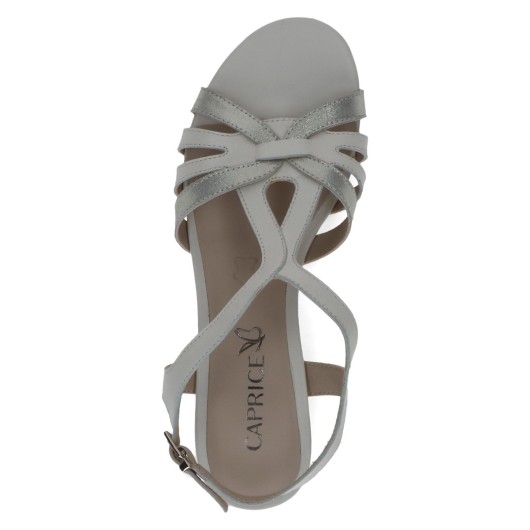 Skórzane sandałki damskie Caprice9-28200-44 beżowo-złote