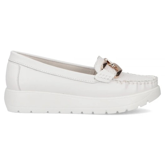 Skórzane mokasyny Filippo DP6827/25 WH białe
