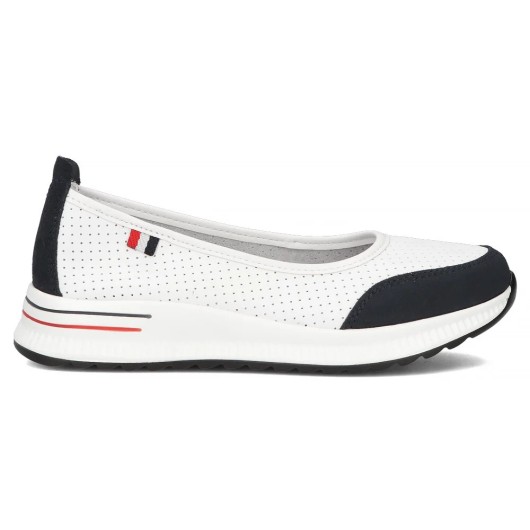 Skórzane półbuty na platformie Filippo  biało-granatowe