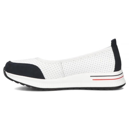 Skórzane półbuty na platformie Filippo  biało-granatowe