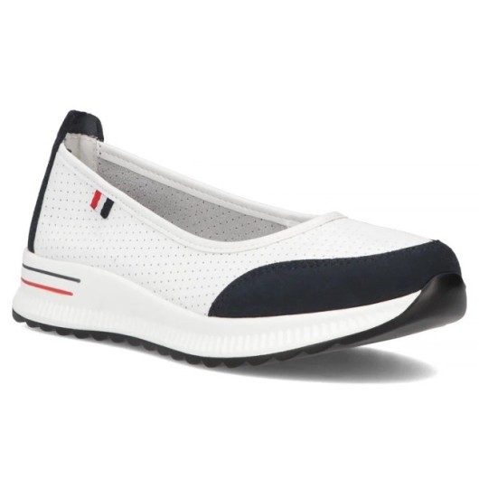 Skórzane półbuty na platformie Filippo  biało-granatowe