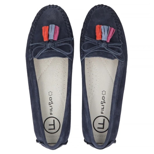 Skórzane mokasyny Filippo DP6136/25 NV granatowe