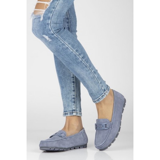 Skórzane mokasyny Filippo DP3630/23 BL niebieskie