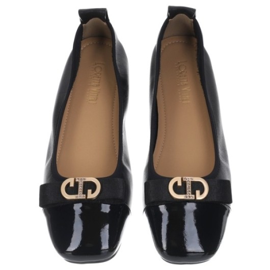 Baleriny czarne skórzane z ozdobą Loretta Vitale W5324