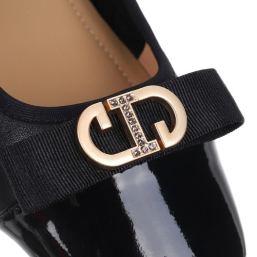 Baleriny czarne skórzane z ozdobą Loretta Vitale W5324