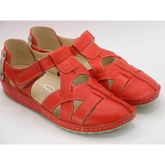 Skórzane półbuty But-bal czerwone wygodne