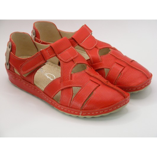 Skórzane półbuty But-bal czerwone wygodne