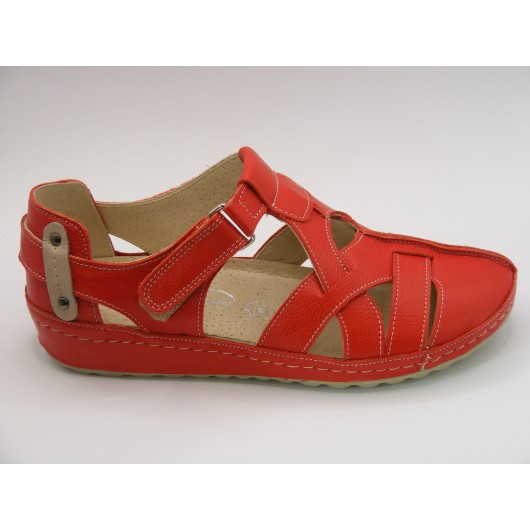 Skórzane półbuty But-bal czerwone wygodne