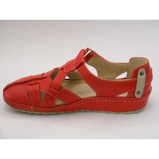 Skórzane półbuty But-bal czerwone wygodne