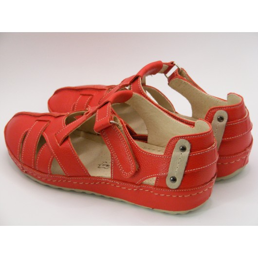 Skórzane półbuty But-bal czerwone wygodne