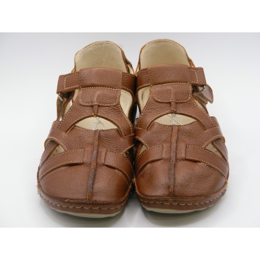 Sandałki damskie skórzane But-Bal brązowe