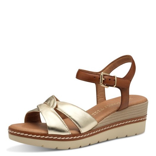 Sandałki skórzane Marco Tozzi 2-28722-44 na koturnie