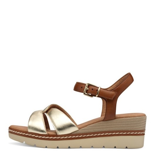 Sandałki skórzane Marco Tozzi 2-28722-44 na koturnie