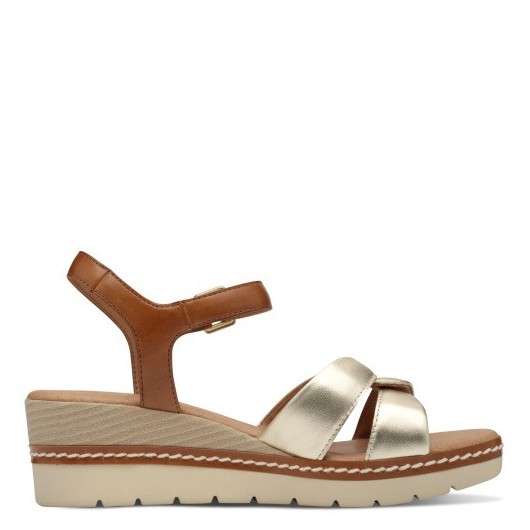 Sandałki skórzane Marco Tozzi 2-28722-44 na koturnie