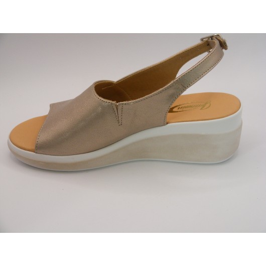 Sandały damskie na koturnie Jaromin 12 platynowe
