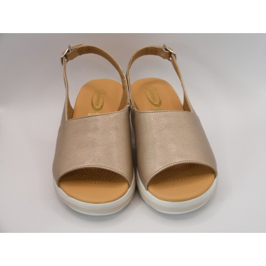 Sandały damskie na koturnie Jaromin 12 platynowe