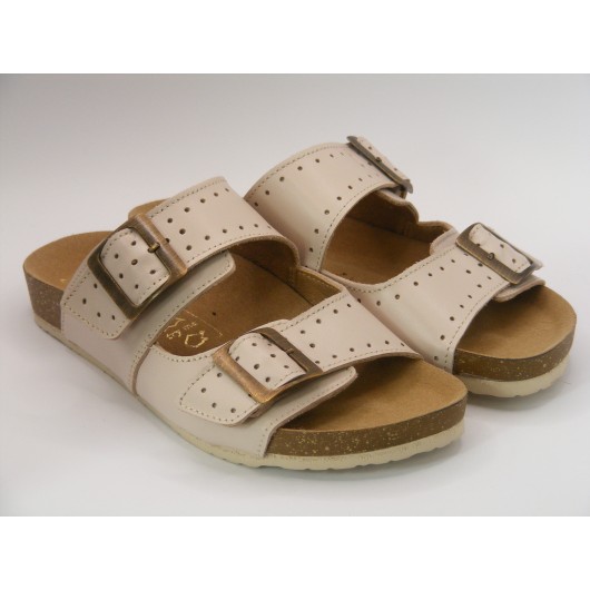 Wygodne klapki damskie Jaromin skórzane capucino