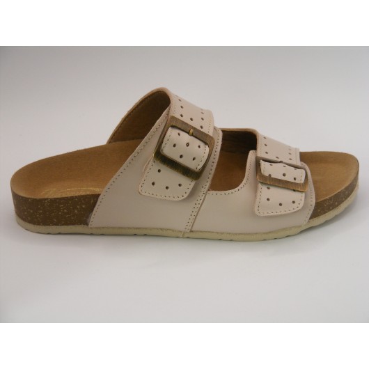 Wygodne klapki damskie Jaromin skórzane capucino