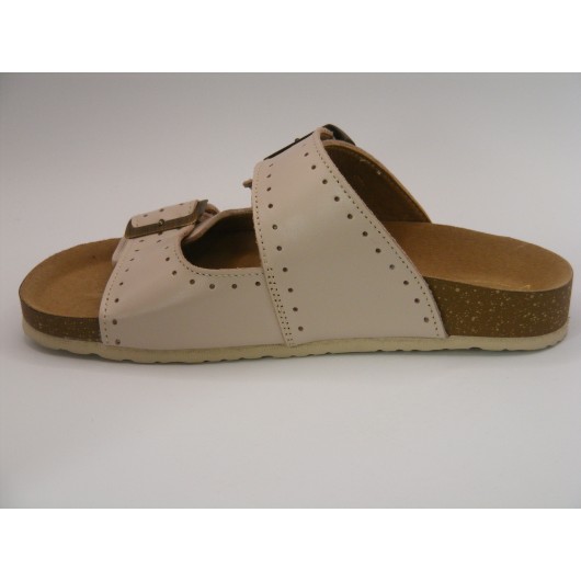 Wygodne klapki damskie Jaromin skórzane capucino
