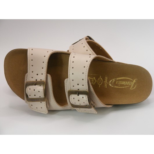 Wygodne klapki damskie Jaromin skórzane capucino