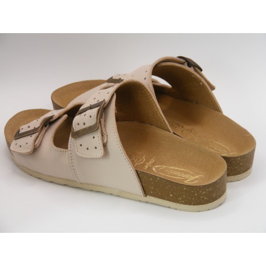 Wygodne klapki damskie Jaromin skórzane capucino