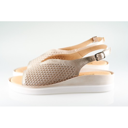 Sandał damski ażurkowy Brodacz7837 platynowy