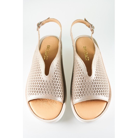 Sandał damski ażurkowy Brodacz7837 platynowy