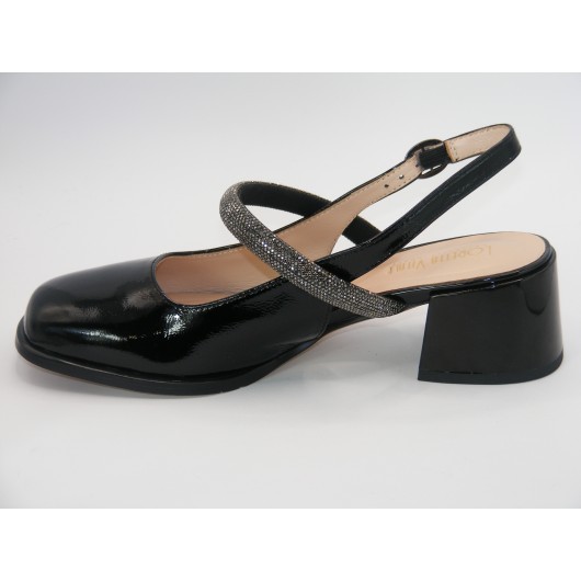 Półbuty wizytowe  retro Loretta Vitale C3805 czarny lakier