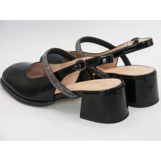 Półbuty wizytowe  retro Loretta Vitale C3805 czarny lakier