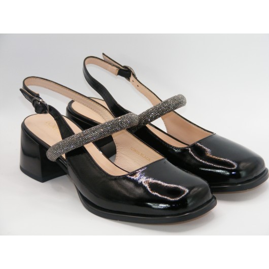 Półbuty wizytowe  retro Loretta Vitale C3805 czarny lakier