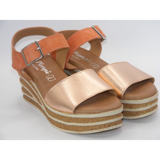 Skórzane sandały hiszpańskie El.Pimpi na koturnie