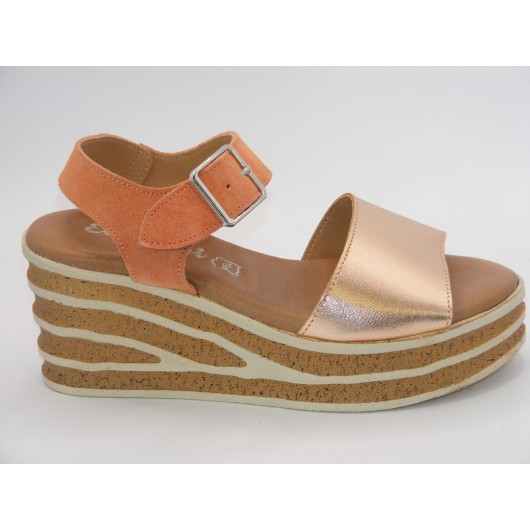 Skórzane sandały hiszpańskie El.Pimpi na koturnie