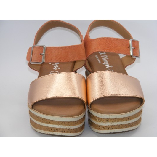 Skórzane sandały hiszpańskie El.Pimpi na koturnie