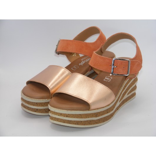 Skórzane sandały hiszpańskie El.Pimpi na koturnie