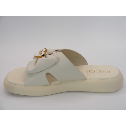 Klapki damskie beżowe wygodne na paltformie Loretta Vitale w9917