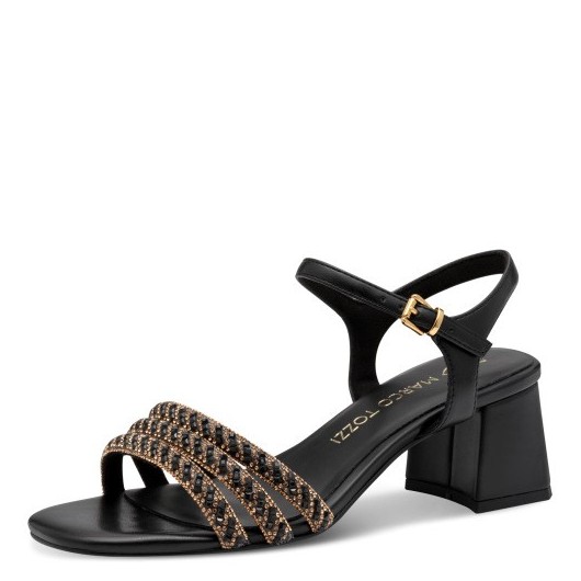 Sandałek wizytowy czarny z ozdobą Marco Tozii2-28385-44