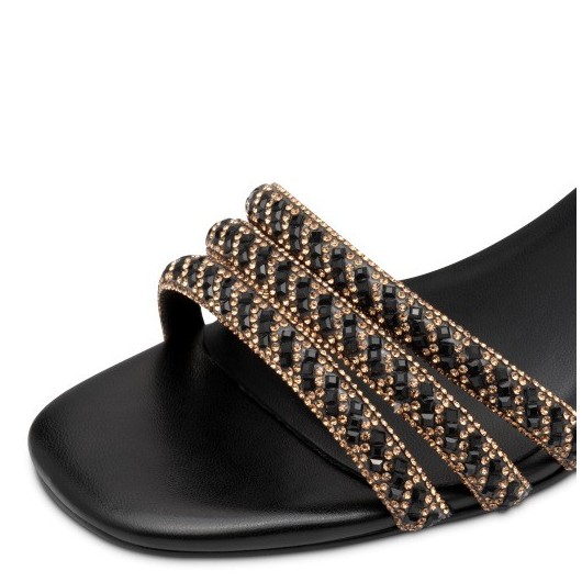 Sandałek wizytowy czarny z ozdobą Marco Tozii2-28385-44