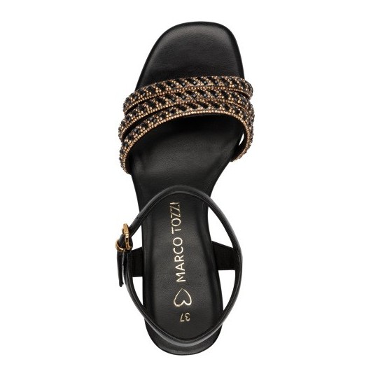 Sandałek wizytowy czarny z ozdobą Marco Tozii2-28385-44