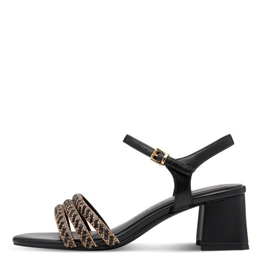 Sandałek wizytowy czarny z ozdobą Marco Tozii2-28385-44