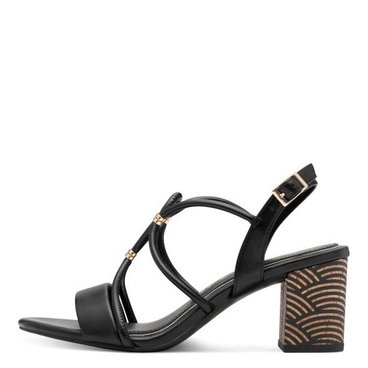 Sandały damskie na klocku Marco Tozzi 2-28311-44 001 BLACK