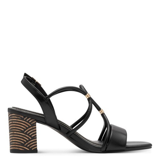 Sandały damskie na klocku Marco Tozzi 2-28311-44 001 BLACK