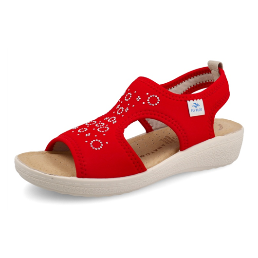 Damskie sandałki Fly Flot z elastycznego stretch w kolorze czerwonym – komfort i styl na co dzień