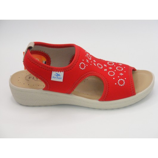 Damskie sandałki Fly Flot z elastycznego stretch w kolorze czerwonym – komfort i styl na co dzień