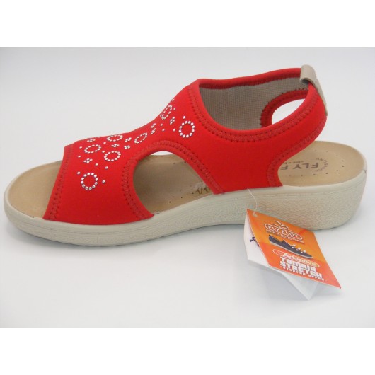 Damskie sandałki Fly Flot z elastycznego stretch w kolorze czerwonym – komfort i styl na co dzień